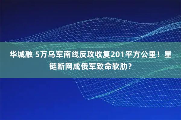 华城融 5万乌军南线反攻收复201平方公里！星链断网成俄军致命软肋？