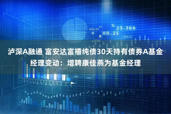 泸深A融通 富安达富禧纯债30天持有债券A基金经理变动：增聘康佳燕为基金经理
